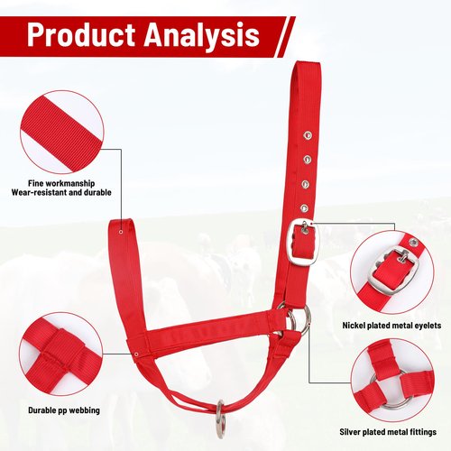 Calf Halter with Leading Rope Adjustable Calf Halter with Leading Rope for Miniature Horse Donkey Goat Foal Nylon Cattle Training Supplies Pink S