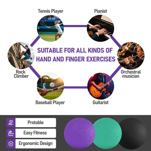 RIDEHILL 3 Pack Stress Balls for Adults, Squeeze Balls for Hand Therapy, Hand Strengthening Devices with Different Resistance Levels for Finger Forearm Wrist Exercise Relaxation and Pain Relief