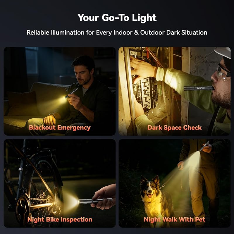 Rechargeable Pocket EDC Flashlight Pen Light - 4 Brightness Modes, 5.28" Slim Aluminum
