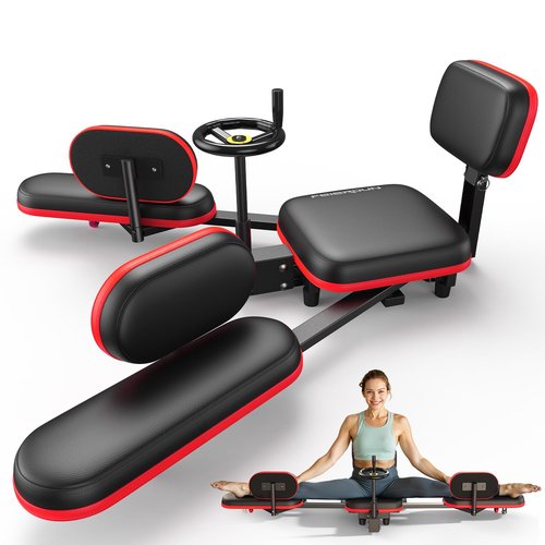 FEIERDUN Leg Stretcher, Leg Stretcher Machine for Flexibility and Relieving Hip Tightness, Heavy Duty Split Machine Stretcher for Home Gym Split Machine Training Fitness, Black-Red