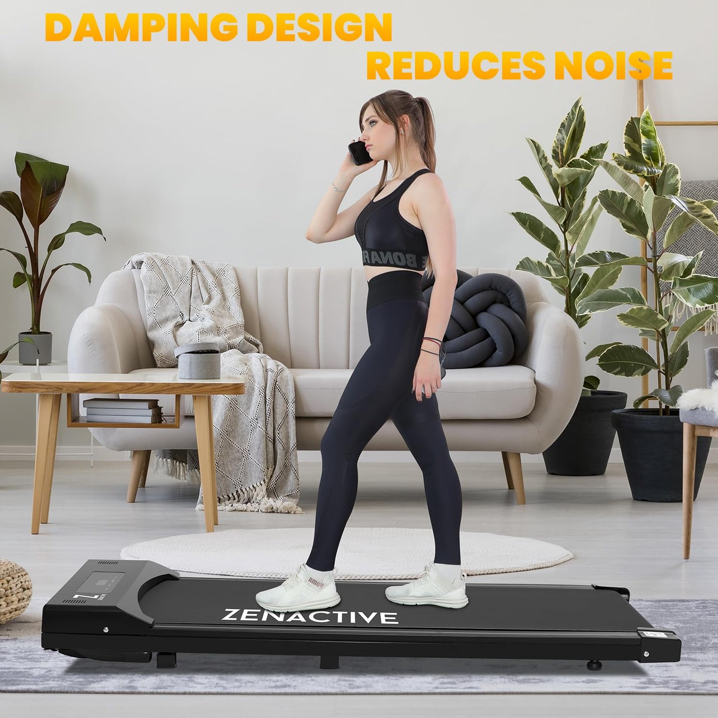 TOUSAINS Walking Pad Under Desk Treadmill, Ultra Slim Portable Walking Machine for Home Office, Installation-Free Mini Treadmill with Remote Control & LED Display, Quiet Walkingpad for Small Space