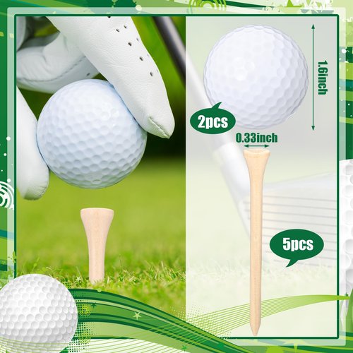 Realspring 8 Pcs Fathers Day Golf Set Dad Golf Gifts, Ball Pouch Bag Best Dad by Par and 5 Pcs Wood Tees 2 Balls Christmas Birthday Gift for Men, Grandpa from Daughter Son Kids