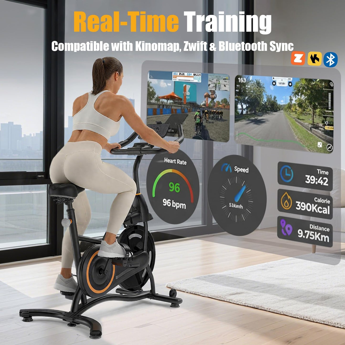 Exercise Bike, Stationary Bikes for Home, Compact Indoor Cycling Bike