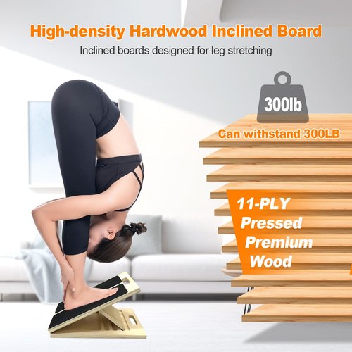 Zihvfzu Portable Wooden Slant Board for Calf Stretching,Adjustable Incline Calf Stretcher and Squat Wedge for Exercise, Physical Therapy and Ankle Mobility,for Knees, Feet and Achilles Support
