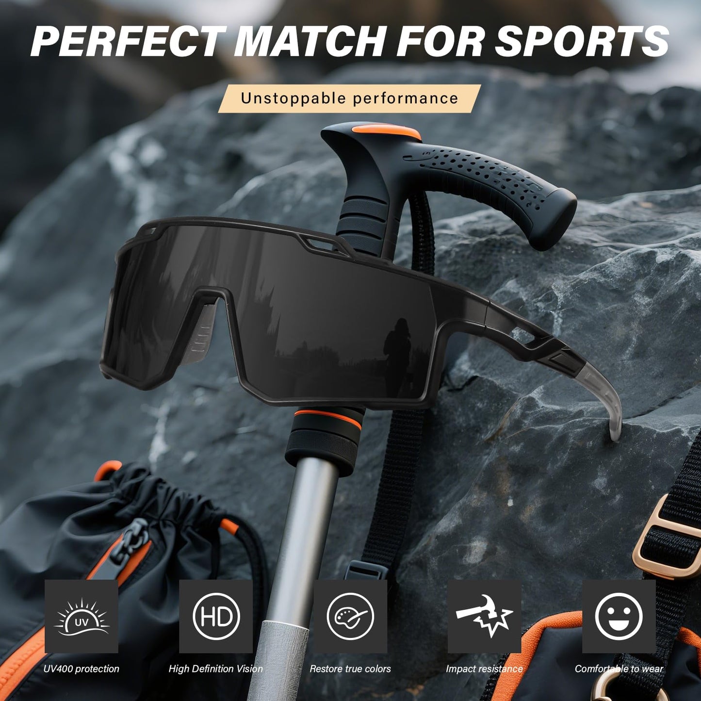 3pcs Polarized Sport Sunglasses Men Cycling Driving Fishing UV Protection Sun Glasses Lightweight Big Frame Mountain Bike Goggles