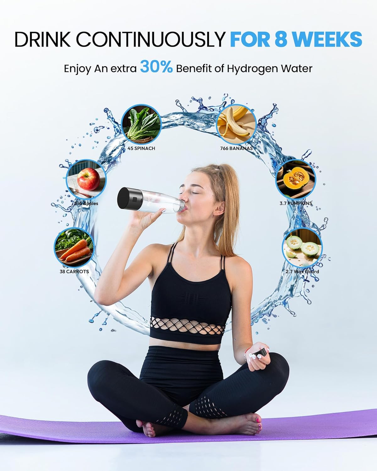 Hydrogen Water Bottle-2025 New Upgraded Hydrogen Water Generator with SPE/PEM Tech,16 OZ Portable Hydrogenated Rich Water Cup Hydro Machine,Health Gift for Home & Family