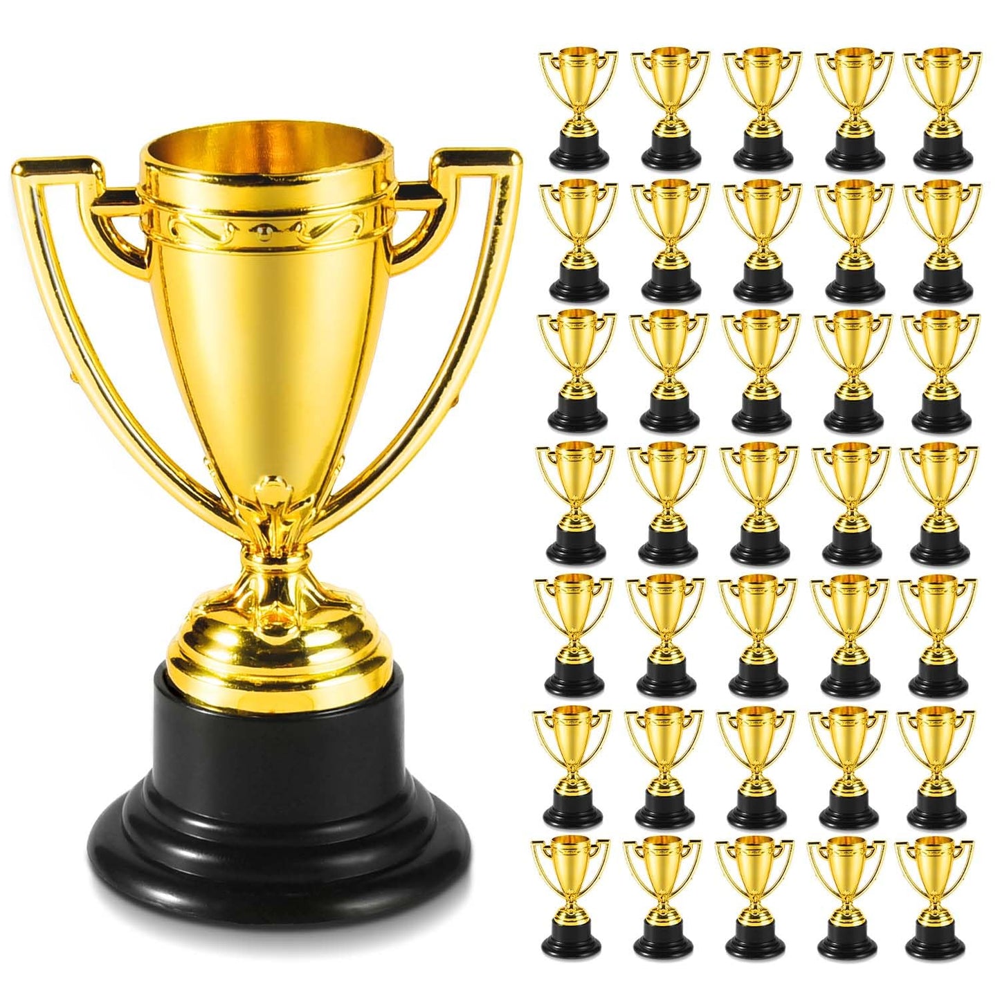 SenseYo 36 Pack Mini Trophies Cups, Gold Trophy Award, Plastic Trophies for Kid, 4 Inch Award Trophies for Kids Party Favors, Winning Prizes