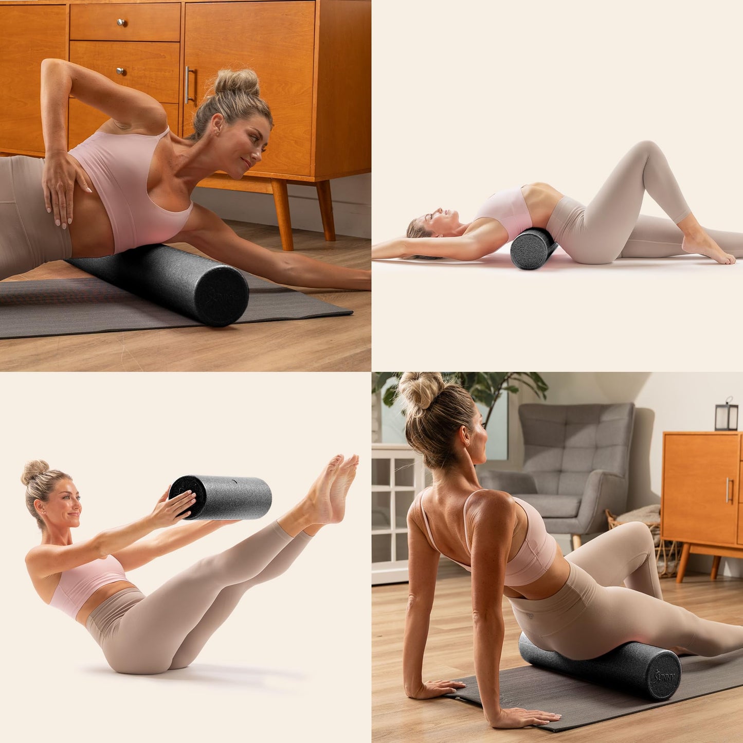 Sunny Health & Fitness 18" Yoga Foam Roller (Black) - SF-ER01-BK-18