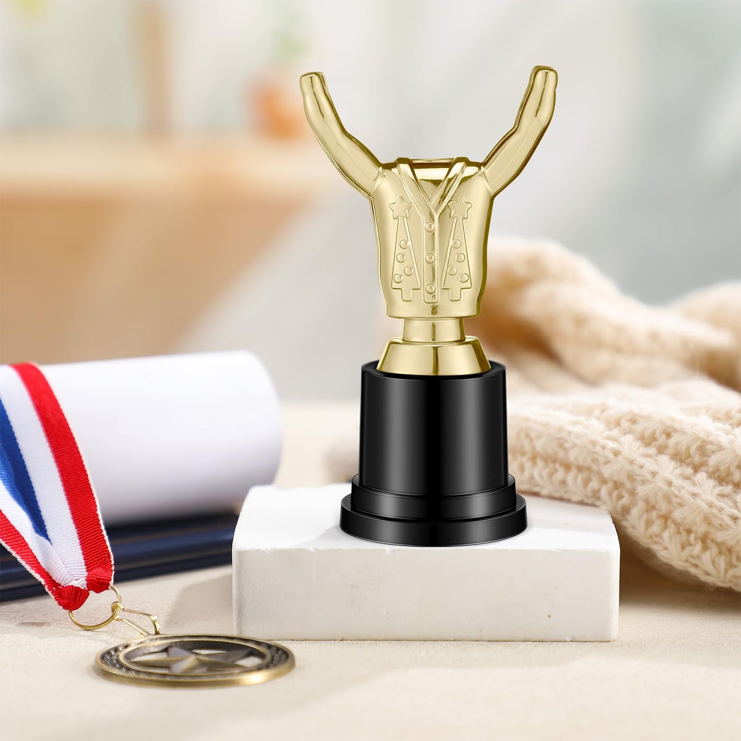 Tondiamo Small Trophy Celebrate The Top Award 6 Inch Tall Plastic MVP Funny Game Small Trophy and Awards for Employees Boss Custom Competition Gifts (Ugly Sweater)