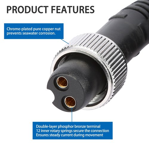 Electric Fishing Reel Power Cord - 10Ft Battery Connection Cable Fits for Daiwa Tanacom 1000 750 500, Seaborg 500MJ, Shimano, BeastMaster, Leobritz, ForceMaster