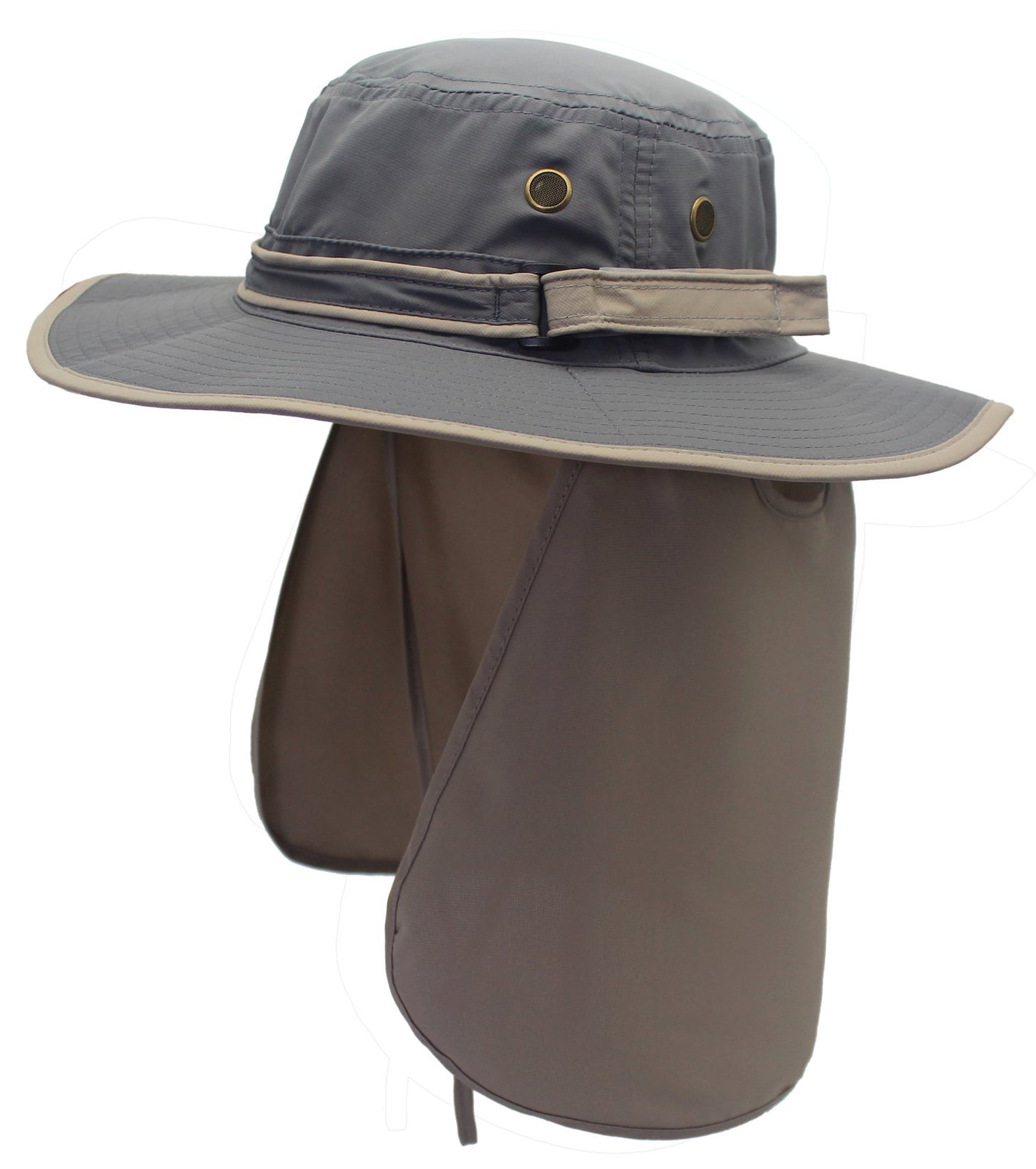 Home Prefer Unisex UPF50+ UV Protection Sun Hat with Neck Flap Wide Brim Fishing Hat for Mens Womens Outdoor Gray Brim