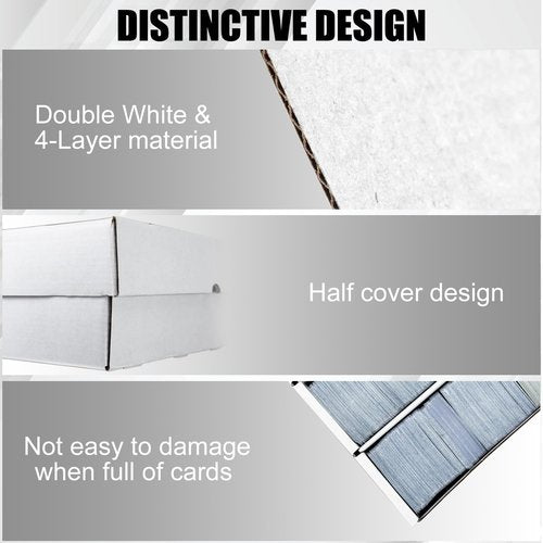 XRACV 4 Row Trading Card Storage Box, 5 Pack 3200 Count White Cardboard Storage Box with Divider for Basketball/MTG/TCG/Sports/Game Cards Organizer and Collection