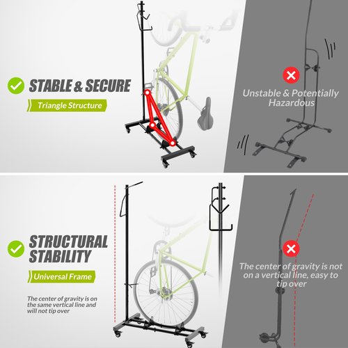 Sttoraboks Vertical Bike Parking Stand - Adjustable Height for 29" Wheels, Space-Saving & Freestanding Bike Rack for MTB/Road Bikes,No-Drill Installation Indoor Bike Storage for Apartments & Garages