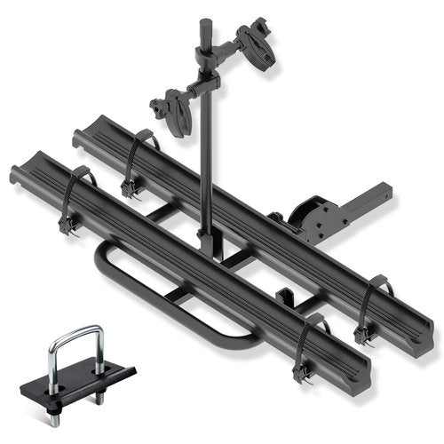 SOENBOO 2 EBike Rack with Ramp, up to 5" Fat Tire Carrier, Foldable & Lockable Electric Bicycles Racks, 200 LBS Capacity Bike Racks Platform for Standard, Fits 2" Hitch for Trucks SUVs Cars Vans