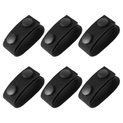Tweruna 6 PCS Belt Keepers for Duty Belt, Nylon Duty Belt Keepers with Double Snaps, Black Belts Loop Keeper for Police Equipment Tactical Belts Accessories