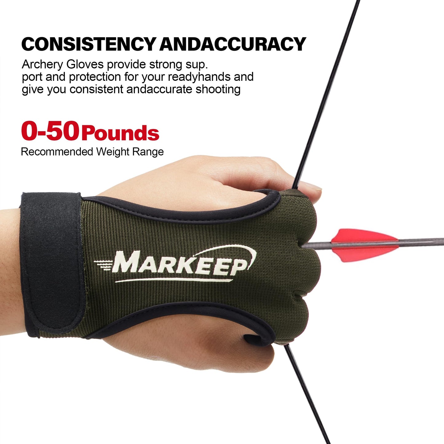 MARKEEP Archery Gloves 2 Pack Shooting Hunting Leather Guard 3-Finger Guard for Youth Adult Man Woman and Beginner Recurve Arrow Bow Archery Protective Gear Accessories
