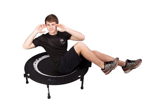 Maximus PRO Folding Rebounder USA | Voted #1 Indoor Exercise Mini Trampoline for Adults with Bar | Fitness & Weight Loss| Free Storage Bag, Resistance Bands, Online & DVD Workouts | Already Assembled