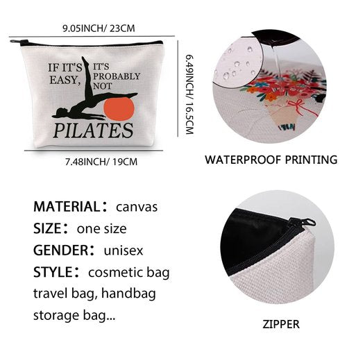 XYANFA Pilates Makeup Bag Pilates Lover Gift Coach Trainer Gym Gift Pilates Instructor Cosmetic Bag If It's Easy It's Probably Not Pilates (PROBABLY NOT PILATES)