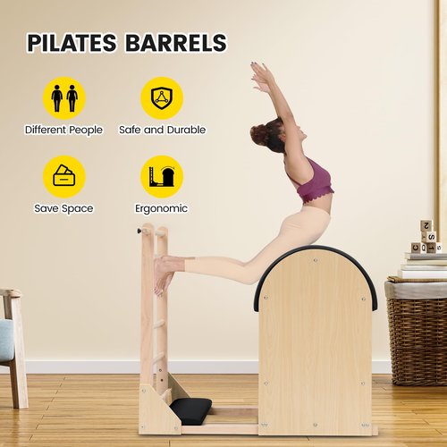 Dawot Ladder Barrel Pilates Equipment Pilates Barrel Ladder Barrel Exercise Equipment for Home Workout Yoga Fitness Gym Strength and Flexibility Use