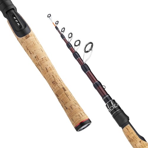 EOW XPEDITE Portable Telescopic Fishing Rods, Spinning & Casting, 24T Carbon Blanks & Solid Carbon Tip, Cork Handle, Travel Rod, Short Collapsible Rods (Rod - Spinning/Action Fast/Power M, 6')