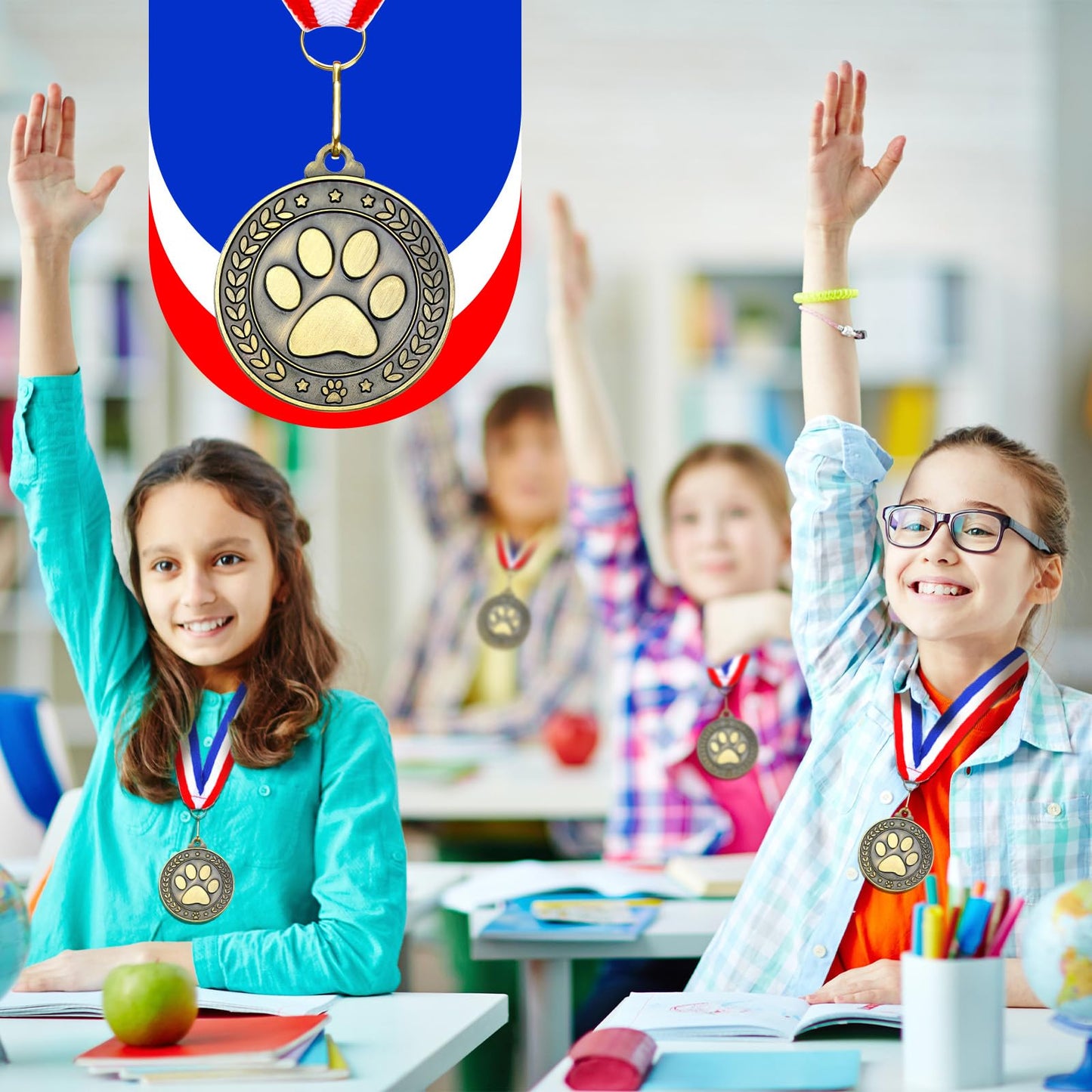 Quelay 30 Pcs 2'' Gold Medals for Awards,Winner Encourage Team Participation for Kids Adults Trophy Award Prize Gift Competitions Graduation Party(Paw Print Medals)