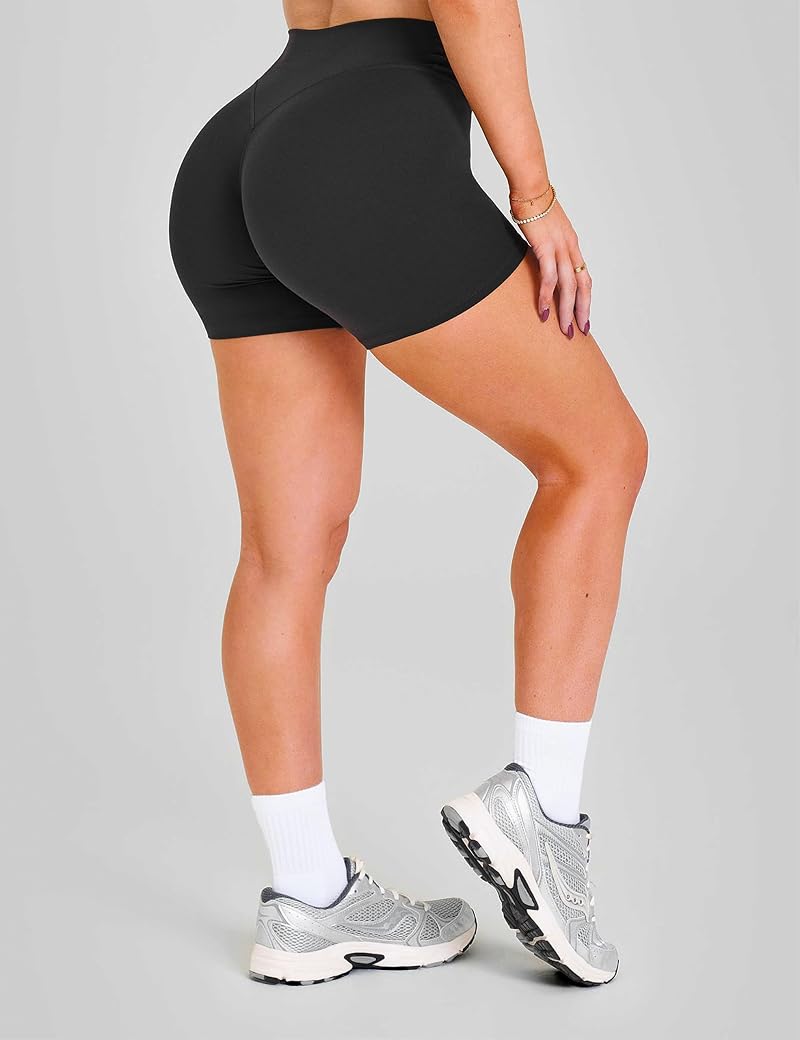 Unthewe Women's 4.5'' High-Waisted Biker Shorts - Squat Proof, Tummy Control (Black, Medium)
