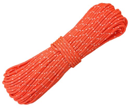 Legnowit 2mm Fluorescent Reflective Guyline Camping Paracord, Ultralight Thin Cord Rope for Tarp Rain Fly Tent Camping, 65 Feet -Orange