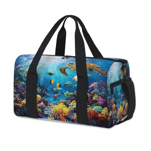 CNNINGYI Gym Bag for Women Men, Sea Turtle Travel Duffle Tote Bag, Waterproof Sports Tote Bags, Large Overnight Weekender Bags for Yoga Dance
