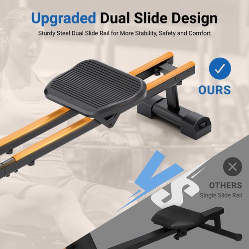 Dripex Rowing Machines for Home Use, Rowing Machine Magnetic Rower, Max 350 LBS, 16 Levels of Workout Resistance, Dual Slide Rail, Bluetooth App Compatible, LCD Monitor, Row Machine for Gym Exercise