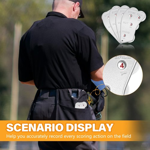 Lenwen Stainless 4 Wheel Baseball Umpire Clicker Indicator Gear Practical Baseball Counter Clicker for Scorekeeper Recording Outs and Innings Balls(1 Pack)