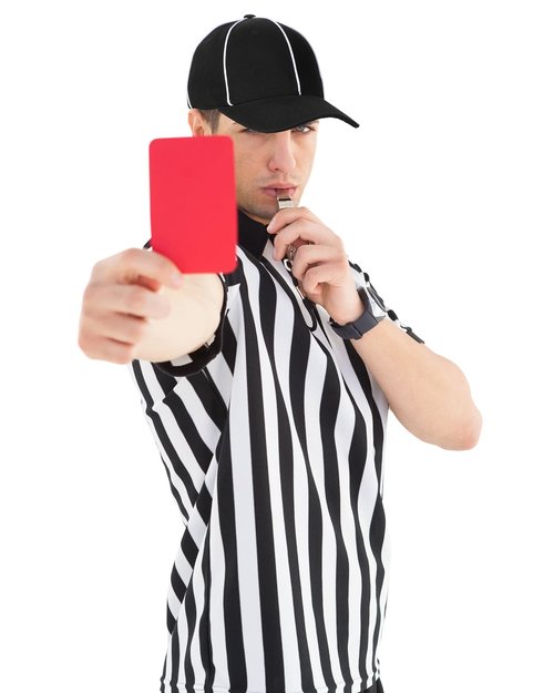Geyoga 4 Pcs Men's Official Referee Costume Set Black and White Stripe Zipper Collar Referee Shirt Hat Stainless Whistle with Lanyard Yellow Penalty Flag for Halloween(X-Large)