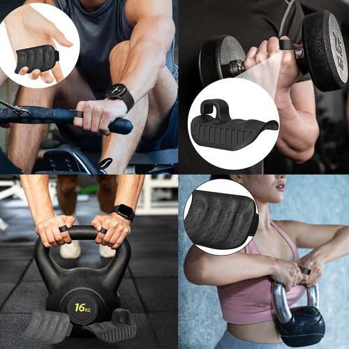 Updated Anti-Slip Sweatproof Workout Grips - Ergonomic Rubber Full Hand Protector Gloves for Weight Lifting, Pull-Ups, Gym Training and Exercise, for Men and Women (Black)