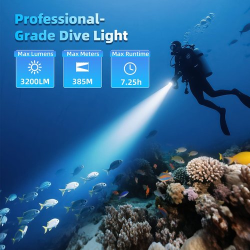 Sofirn SD08 Diving Light, 3200lm Bright Scuba Diving Flashlight, IPX8 Waterproof Rating, Submersible up to 100 Meters, Signal Ring, Easy Twist On/Off, Pro Grade Underwater Gear, Long Runtime