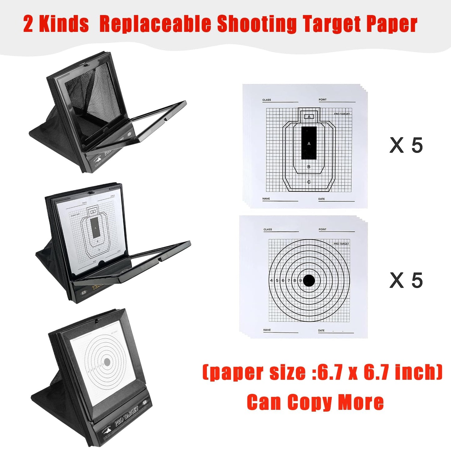 EZYoutdoor Airsoft Target Trap with Mesh Catcher – Portable BB Gun Shooting Net for Indoor/Backyard Range – Reusable Ammo Collection Box with 10 Replaceable Paper Targets