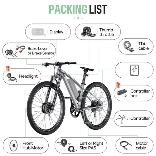 BAFANG 48V 500W Front Hub Motor - Ebike Conversion Kit for 20"/26"/700C(29er Compatible) Front Wheel Electric Bike Conversion kit with Battery& Display Options | Hub Motor Kit for Mountain/City Bikes