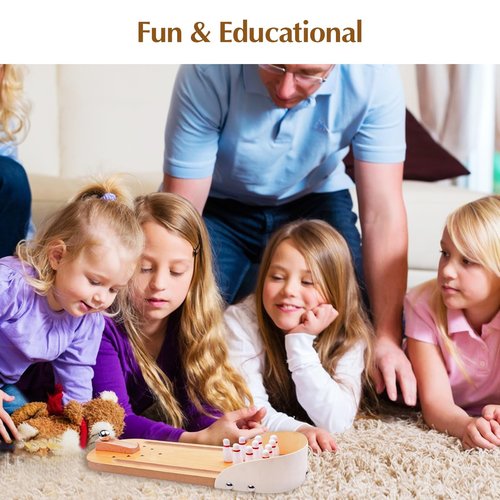 CdbC Mini Bowling Set, Tabletop Wooden Board Bowling Game for Adults Kids Indoor, Easter Gifts for Teens Men, Stress Relief Gadgets Small Finger Toys for Home Office Desk