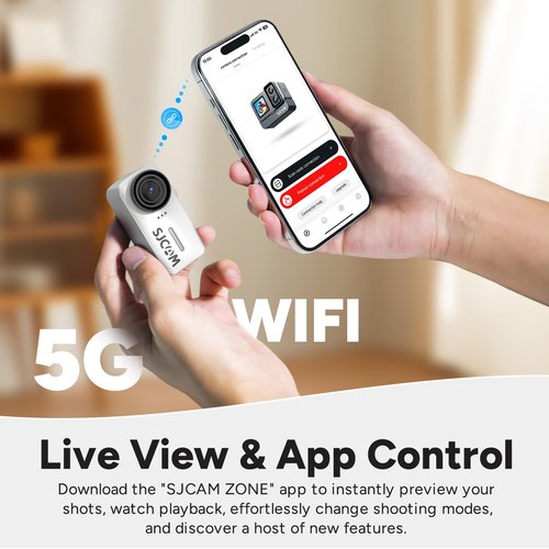 SJCAM C110+ Magnetic Combo, 4K Pocket Action Camera, 170° FOV, 6-Axis Stabilization, Mini Body Cam, Waterproof, Wearable, Portable POV, Built-in Spkr & Mic for Vlogging, with Helmet Mount Kits, White