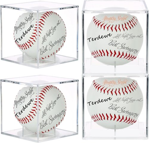 4 Pack Baseball Display Case,Baseball Box ,UV Protected Acrylic Square Baseball Holder, - for Official Size Ball