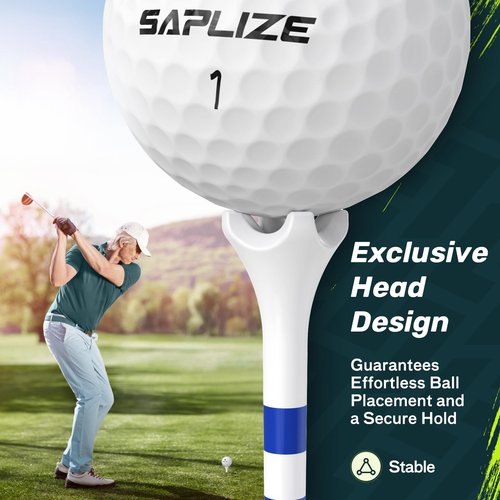 SAPLIZE Professional 120 Pack Plastic Golf Tees (100 Driver Tees + 20 Iron/Hybrid Tees), Low Friction & Resistance, 4 Prong Golf Tees