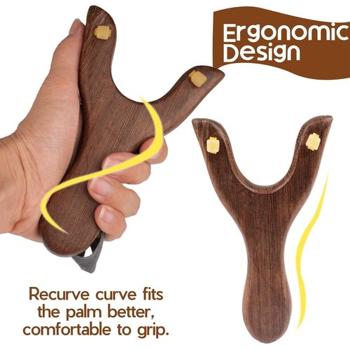 Solid Wooden Slingshot with Classic Construction Hunting Slingshot for Catapult Game,Outdoor,Huting-for Biginners/Adult (Deep Brown)