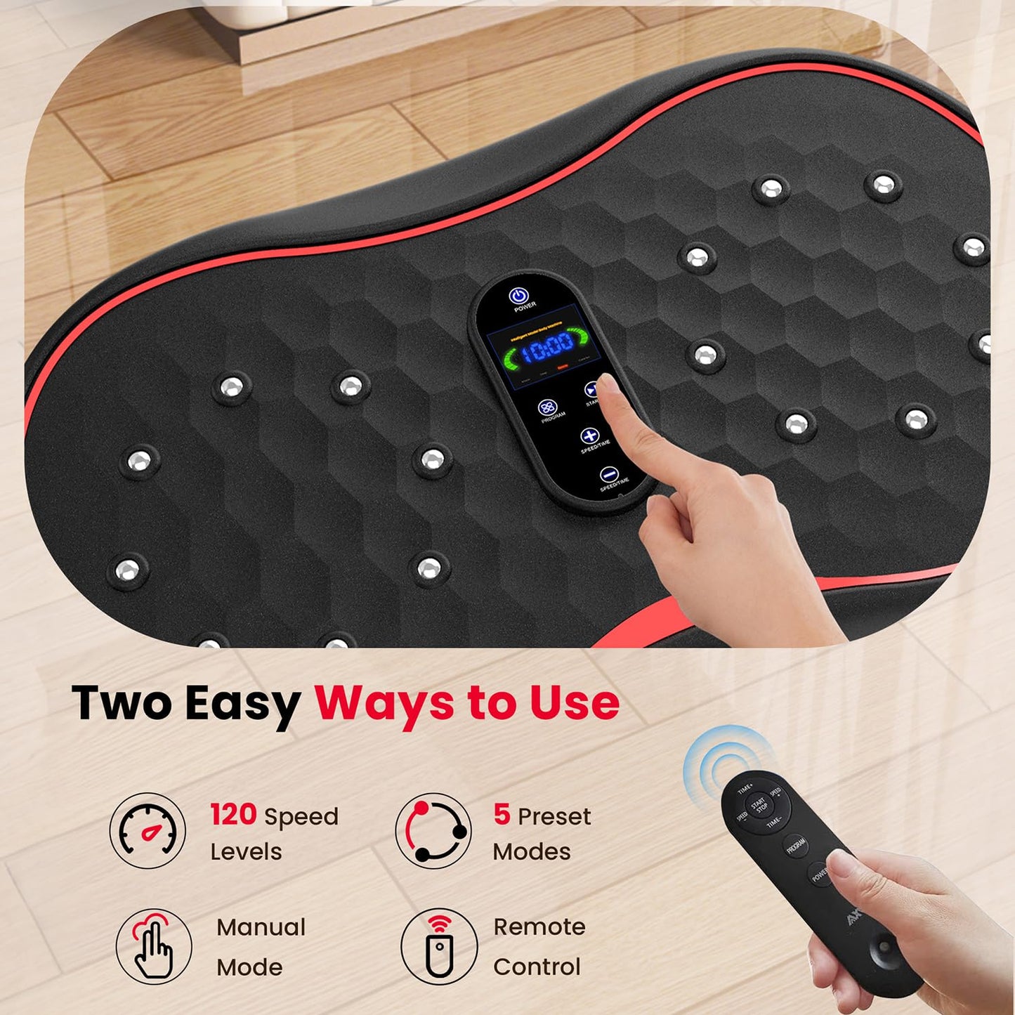AXV Vibration Plate Fitness Platform Exercise Machine Vibrating Shaking Full Body Shaker Workout Vibrate Stand Shake Board Sport Gym for Weight Loss Fat Burner for Women Men
