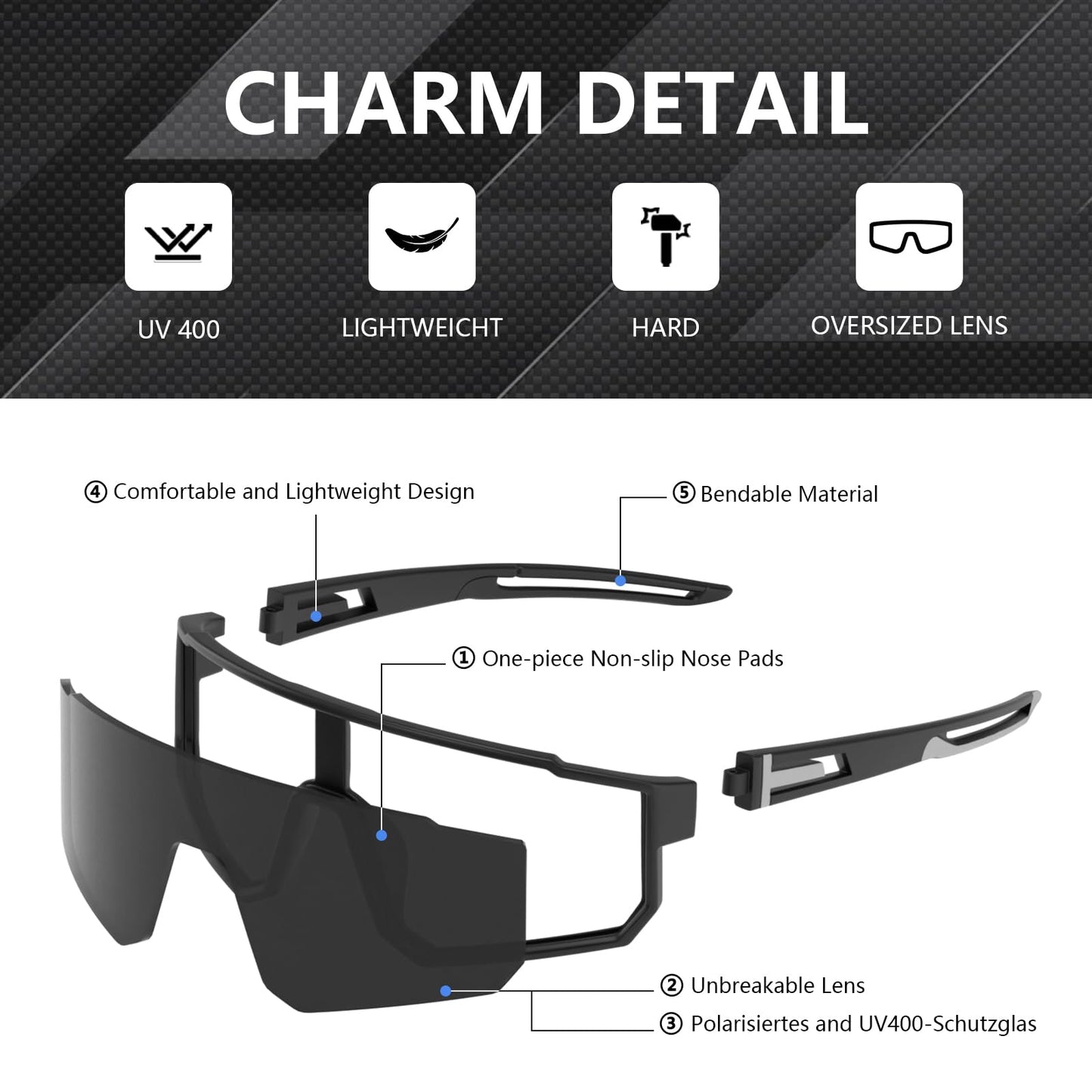 IKTOD 3 Pack Polarized Running Sunglasses for Women Mens Sunglasses UV Protection for Cycling Baseball Fishing (3 Pack-Blue Black/Black Gray/Red Black-W02)