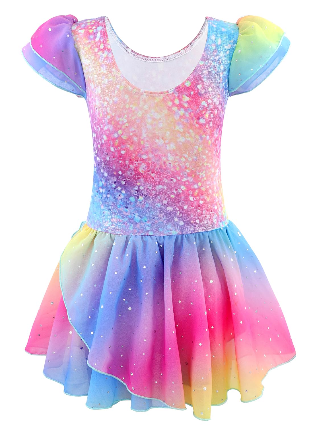 Belovance Gymnastics Leotards for Girls Athletic Dance Wear 4 5 Girls Dance Leotard Sparkle Rainbow Stripe Biketard (Rainbow Galaxy, 4-5 Years)