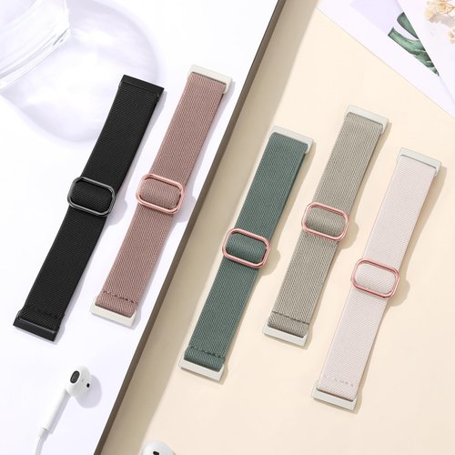 Odbeai Compatible with Fitbit Versa 4 Bands for Woman/Versa 3 Band, Compatible with Fitbit Sense 2 Bands/Sense Band, Water-Resistant Adjustable Stretchy Nylon Sport Strap for Smart Watches, 5 Packs