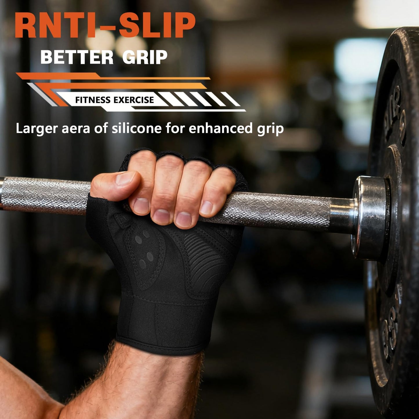 Rioomui Gym Gloves for Men,Lightweight Breathable Workout Gloves Women with Excellent Grip and Snug fit for Weight Lifting, Gym,Training, Crosstraining, Pull ups, Fitness-Black-XL