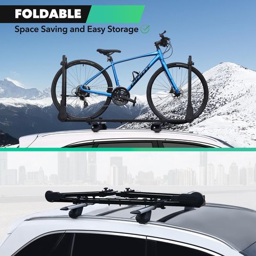 GATHERSKY Roof Bike Rack Mount Upright Rooftop Bike Rack with Two Arms 1 Bike Carrier Car Roof Bicycle for Car SUV Only Suitable for Removable Crossbars