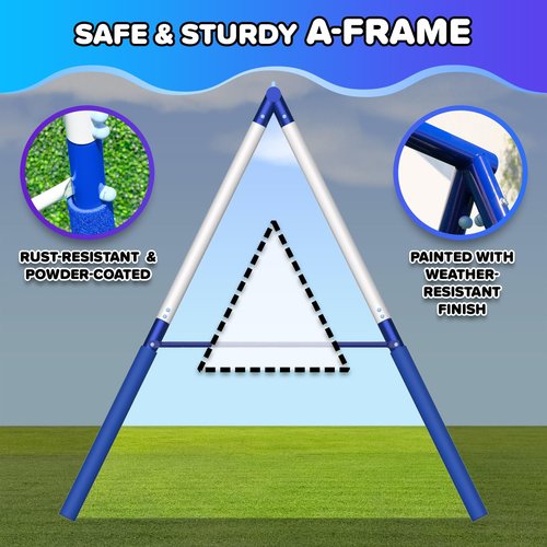 Sportspower Arcadia Star Burst Swing Set: Outdoor Heavy-Duty Metal Playset for Kids Aged 3-8 with LED Light Up Slide, Swings & Trapeze