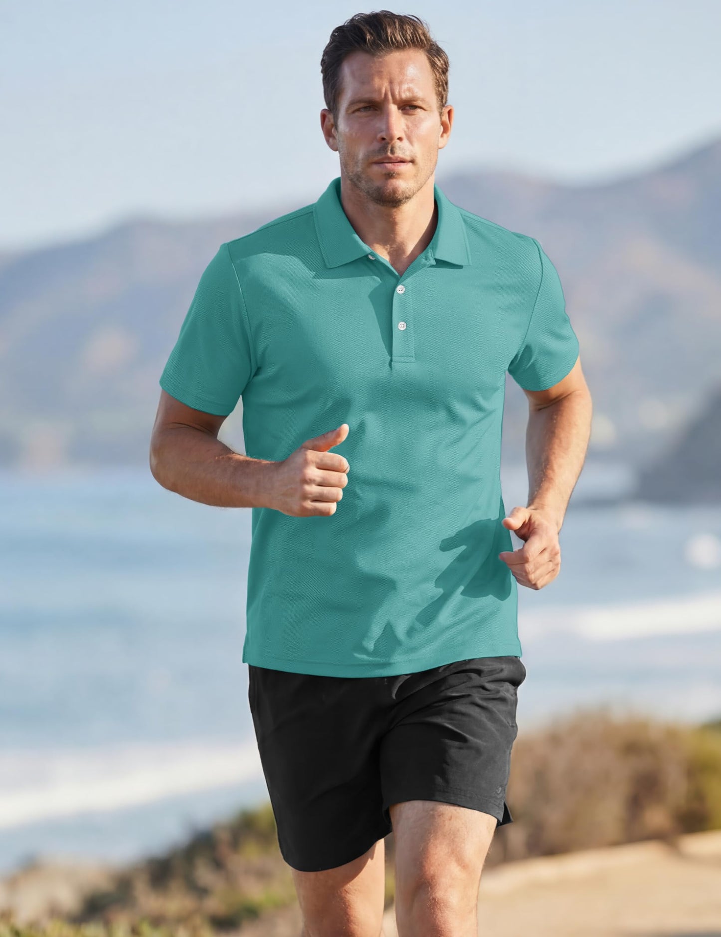 TACVASEN Mens Golf Shirt Dry Fit Mens Polo Shirts Short Sleeve Performance Golf Polos for Men with Collar Work Shirts Light Green, 3XL