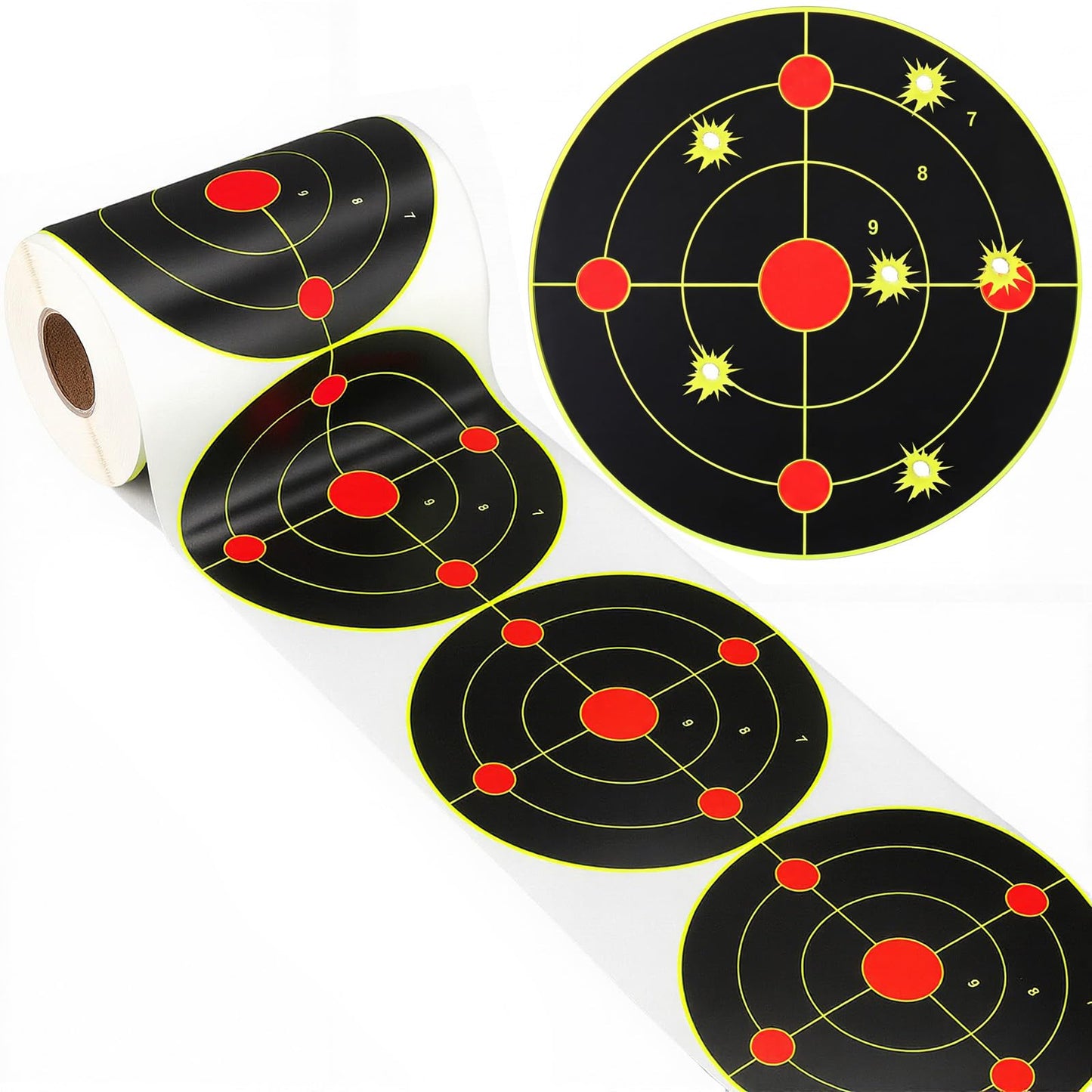 Teyva Daily 250 Pcs 6 Inch Splatter Targets Self Adhesive Shooting Target Stickers Paper Roll with Yellow Effect for BB Gun Airsoft Pistol Rifle Indoor Outdoor Shooting Range Archery Practice Training