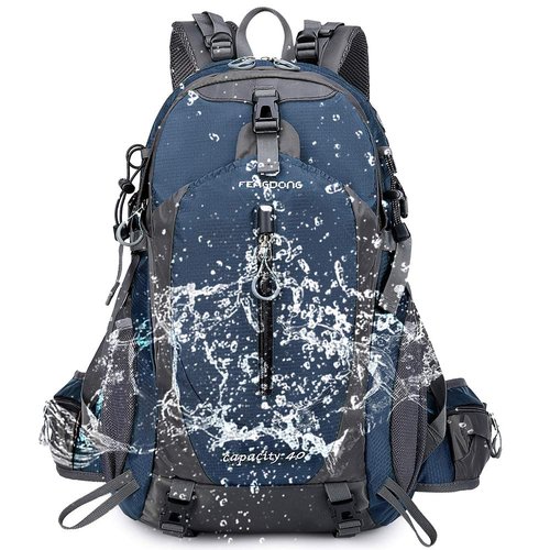 FENGDONG 40L Waterproof Lightweight Outdoor Daypack Hiking,Camping,Travel Backpack for Men Women Blue